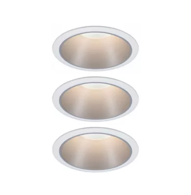 3 spots encastrables Cole LED intégrée blanc chaud IP44 3x470lm Ø8cm argent finition blanche Paulmann