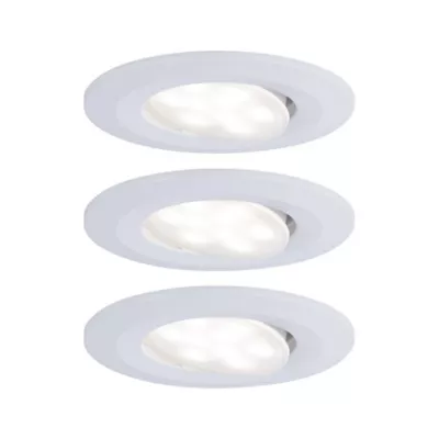 3 spots encastrables Calla LED intégrée 4000K IP65 3x680lm rond orientable blanc dépoli Paulmann