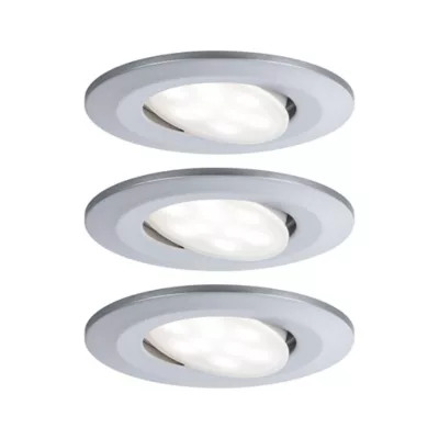 3 spots encastrables Calla LED intégrée 4000K IP65 3x680lm rond orientable chrome mat Paulmann