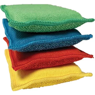 Lot 4 éponges en microfibre recyclée double-face Virtu'O Clean Liseré Vert - jaune, bleu, vert, rouge L.16 x l.10 cm