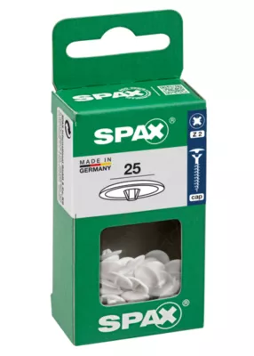 Cache-vis blanc Z2 cruciforme 25 pièces Spax