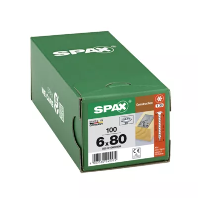 Vis de charpente tête ronde Spax Wirox 6 x 80 mm filetage total - 100 pièces