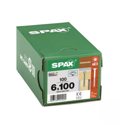 Vis de charpente tête ronde Spax Wirox 6 x 100 mm filetage partiel - 100 pièces