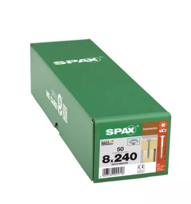 Vis de charpente tête ronde Spax Wirox 8 x 240 mm filetage partiel - 50 pièces