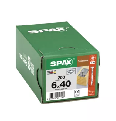 Vis de charpente tête ronde Spax Wirox 6 x 40 mm filetage total - 200 pièces