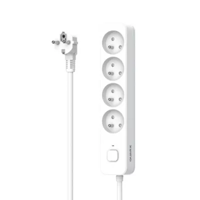 Multiprise 4 prises avec interrupteur blanc gris 2 m