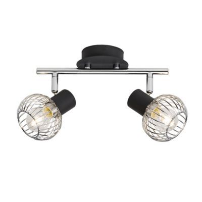 Réglette 2 spots Brillant Evana métal noir 40 W