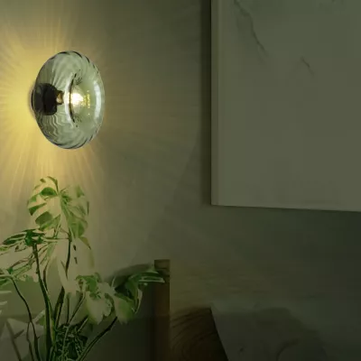 Applique murale métal et verre vert E27 Ø28cm Brilliant, Nevil