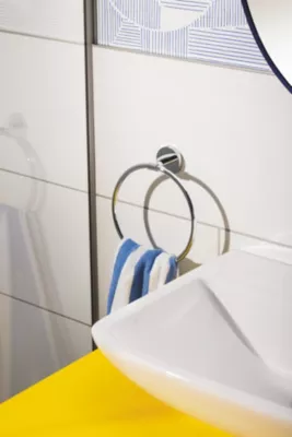 Anneau porte-serviettes mural en métal chromé pour salle de bains, Grohe Quickfix
