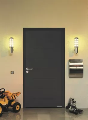 Porte d'entrée Hörmann acier galvanisé l.90 x h.215 cm poussant droit THP015 gris anthracite ral 7016