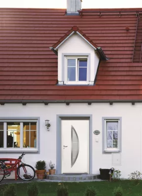 Porte d'entrée Hörmann acier galvanisé l.90 x h.215 cm poussant droit THP900D blanc ral 9016
