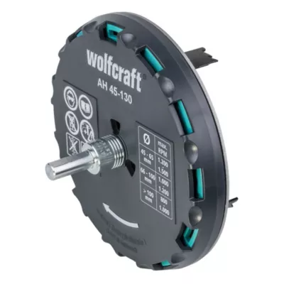 Trépan réglable Wolfcraft ø45 / 130 mm pour bois, aggloméré et contreplaqué