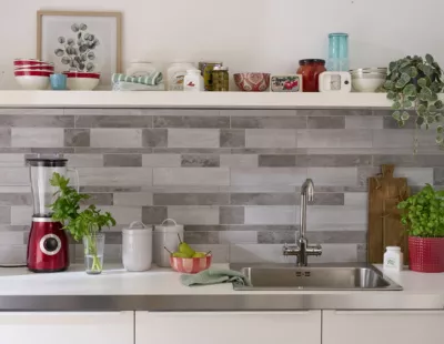 Dalle adhésive murale Wall Tiles premium D-C-Fix® effet plaquettes pierres grises L.34,5 x l.30cm