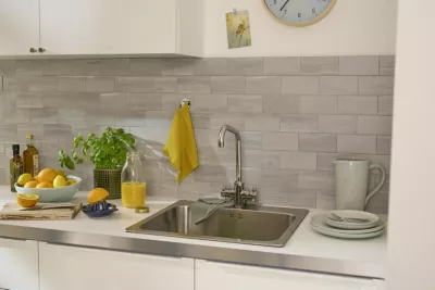 Dalle adhésive murale Wall Tiles premium D-C-Fix® effet béton gris L.34,5 x l.30cm