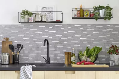 Dalle adhésive murale Wall Tiles premium D-C-Fix® effet plaquette de parement pierre et métal L.34,5 x l.30cm