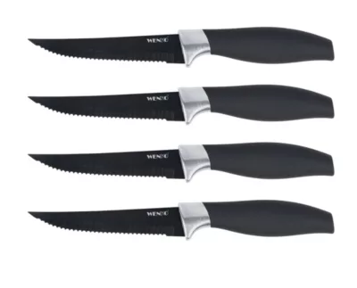 Couteau à steak noir en acier inoxydable Otis vendu par 4 pièces