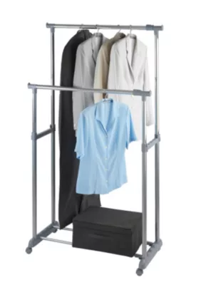 Porte-vêtement double extensible H. 168 cm x L. 163 cm Wenko gris