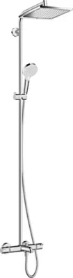 Image principale de Colonne de bain/douche thermostatique avec pommeau + douchette 2 jets + flexible + barre réglable, chrome, Hansgrohe Crometta E