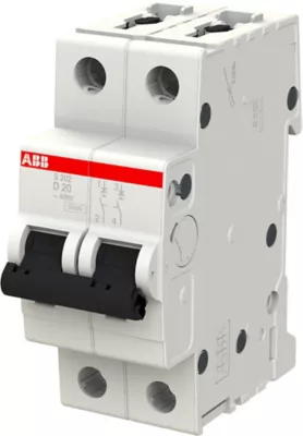 Disjoncteur bipolaire courbe D 20A ABB