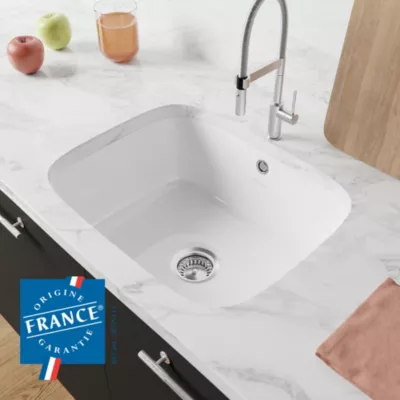 Image principale de Évier à encastrer en céramique blanc mat 1 bac, L.55 x P.44 cm, Villeroy & Boch Subway