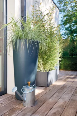Récupérateur d'eau de pluie 220L Garantia coloris gris foncé Ø.58 x H.120 cm