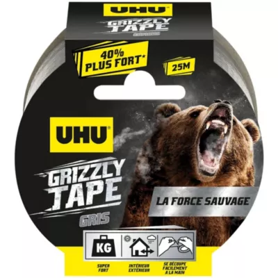 Ruban adhésif UHU Grizzly tape gris 25m