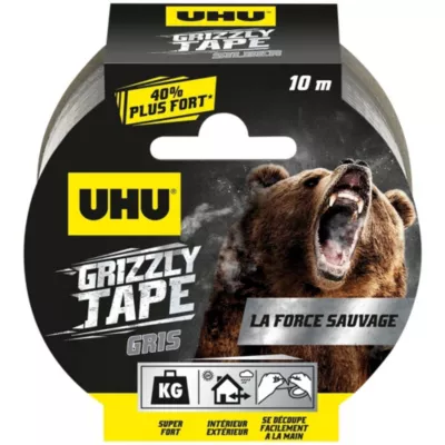 Ruban adhésif UHU Grizzly tape gris 10m