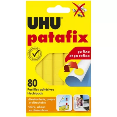 Pastille adhésives UHU Patafix jaune, 80 pièces