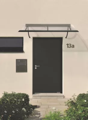 Porte d'entrée Hörmann acier galvanisé l.90 x h.215 cm poussant droit THP515 gris anthracite ral 7016