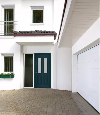 Porte d'entrée Hörmann acier galvanisé l.90 x h.215 cm poussant droit THP410S gris anthracite ral 7016