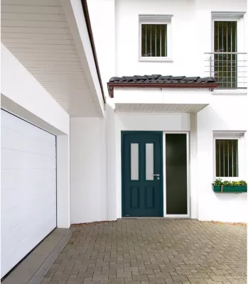 Porte d'entrée Hörmann acier galvanisé l.90 x h.215 cm poussant gauche THP410S gris anthracite ral 7016