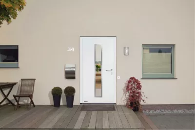 Porte d'entrée Hörmann acier galvanisé l.90 x h.215 cm poussant gauche THP700N blanc ral 9016