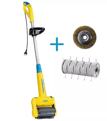 Brosse de terrasse électrique FILAIRE Multibrush Gloria + aérateur de gazon offert + kit nettoyeur de joint
