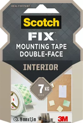Double face intérieur 3M 19 mm x 1.5 m blanc, 7 kg
