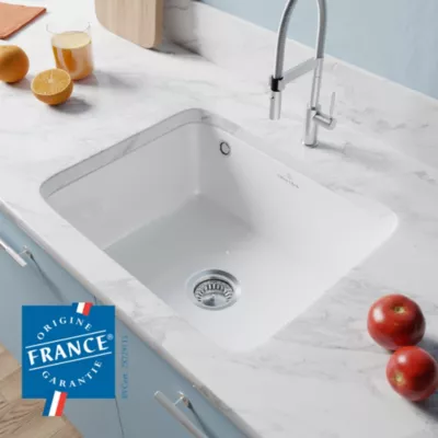 Image principale de Évier sous plan en céramique blanc brillant 1 bac, L.54,5 x P.44 cm, Villeroy & Boch Subway