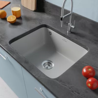Évier sous plan en céramique gris 1 bac, L.54,5 x P.44 cm, Villeroy & Boch Subway