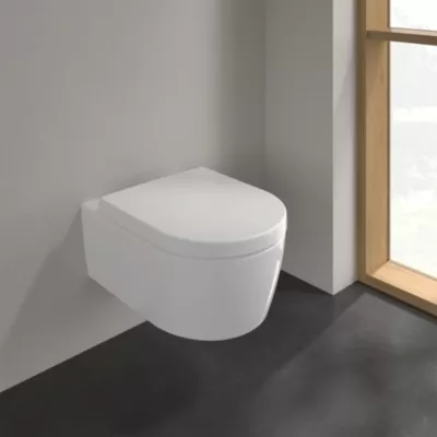 Cuvette WC suspendu en céramique blanche et abattant fermeture ralentie, Villeroy & Boch Avento