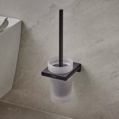 Image principale de Porte-brosse WC mural noir mat Hansgrohe