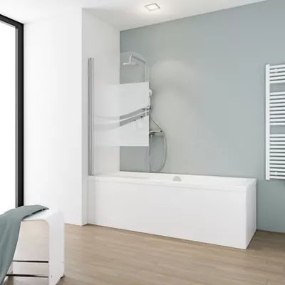 Pare-baignoire pivotant 1 volet, 80 x 140 cm, verre transparent anticalcaire 5 mm, Schulte Liane