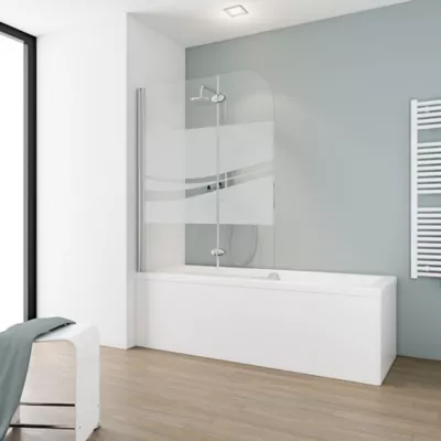 Pare-baignoire pivotant 2 volets, 112 x 140 cm, verre transparent anticalcaire 5mm, Schulte Liane