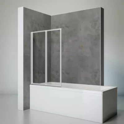 Pare-baignoire pivotant 2 volets l.87 x H.120 cm, chrome, Schulte