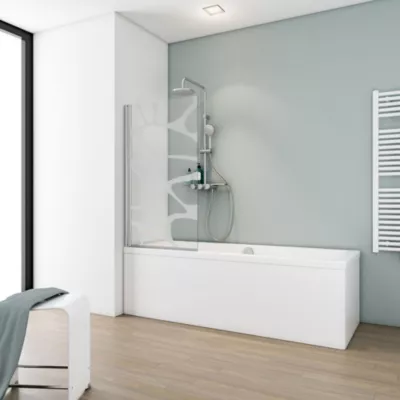 Pare baignoire rabattable transparent, profilé chromé, H.140cm x L.80cm Schulte Zoé