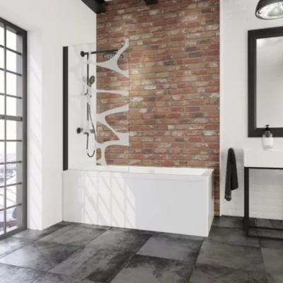 Pare baignoire rabattable transparent, profilé noir, H.140cm x L.80cm Schulte Zoé