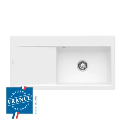 Image principale de Évier en céramique 1 cuve à droite à encastrer Villeroy & Boch Subway Style blanc mat