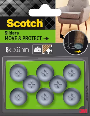 Patin glisseur adhésif rond gris Scotch ø22 mm
