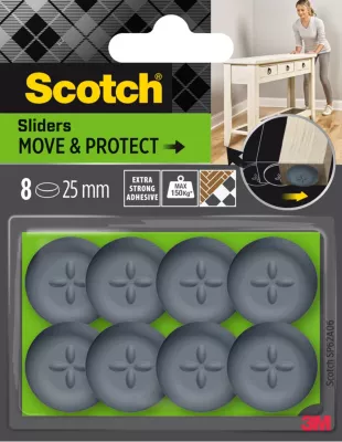 Patin glisseur adhésif rond gris Scotch ø25 mm