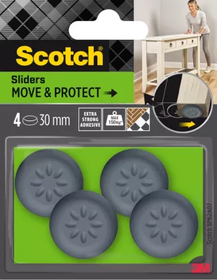 Patin glisseur adhésif rond gris Scotch ø30 mm