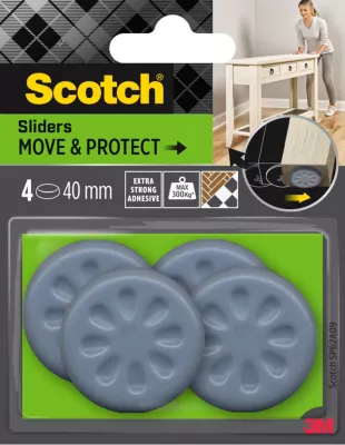 Patin glisseur adhésif rond gris Scotch ø40 mm x 1 mm