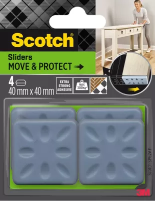 Patin glisseur adhésif carré gris Scotch ø40 mm