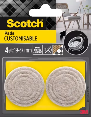 Patin anti rayures adhésif feutre rond beige Scotch ø37 mm
